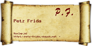 Petz Frida névjegykártya